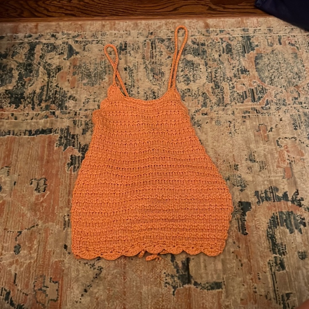 american threads orange woven top